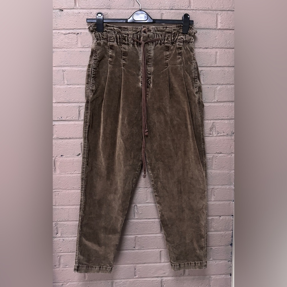 Free People HR paper bag olive green corduroys S